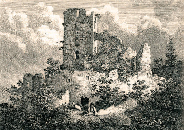 Burgruine Neideck Stahlstich 1811