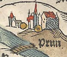 Prunn auf der Karte von Apian 1568